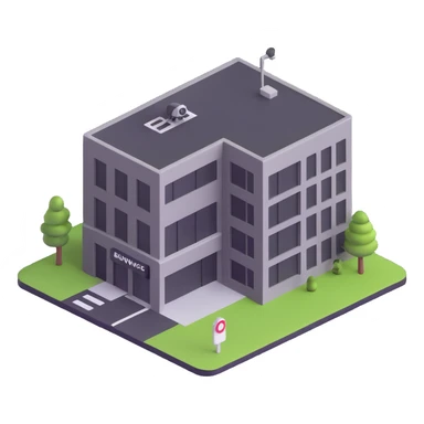 secure building with surveillance sticker