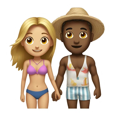 A girl on the beach with a guy sticker