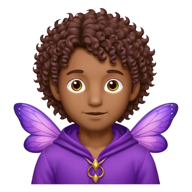 Male Fairy brown skin curly hair and purple handsome sticker