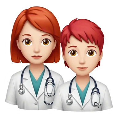 doctors wirh red hairclips sticker