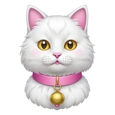 neko with bell pink coller white cat sticker