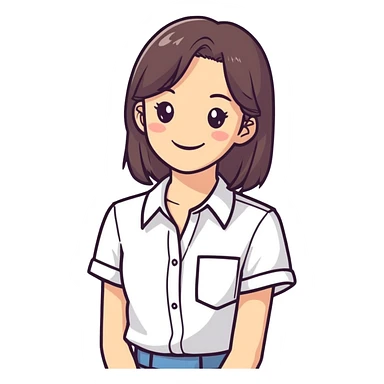 smiling girl in white shirt sticker
