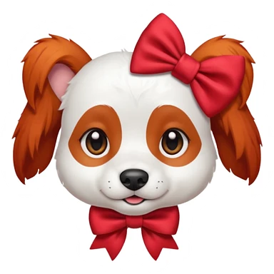 very red haired white dog with a bow on hair sticker