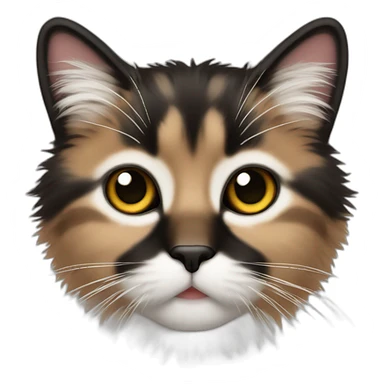 Three color fluffy cat with black nose sticker