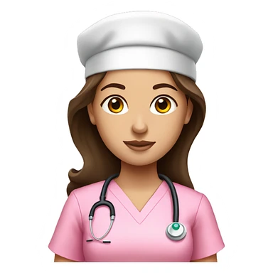 Pretty brunette nurse in pink scrubs sticker