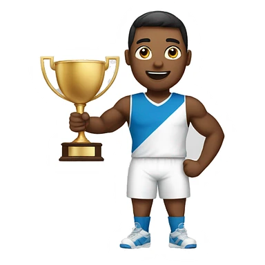 athlete with winner trophy sticker