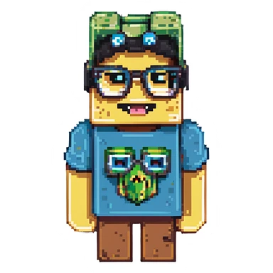 sponge with buck teeth and glasses wearing a Minecraft shirt sticker