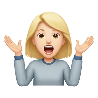 person with open mouth screaming with joy and excitement, raised hands sticker