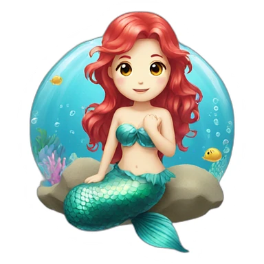 red haired cute kawaii mermaid sticker
