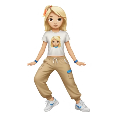 Hiphop dancer, with cute big pants, sneakers, and t-shirt. White girl blond sticker