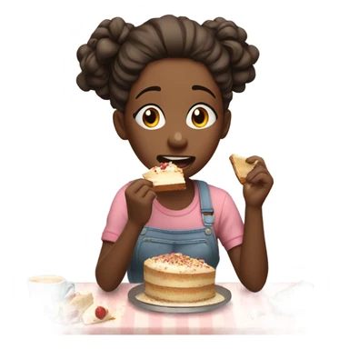 girl eating cake like an animal  sticker