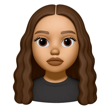 Convert this photo to a 3D emoji in Apple style, capturing the main facial features and hair, with a smooth, cartoon-like finish and no background. The style should resemble Apple emojis with a polished, 3D look and soft shading, focusing on a friendly and expressive cartoon appearance. sticker