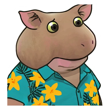 Pig with tropical shirt sticker