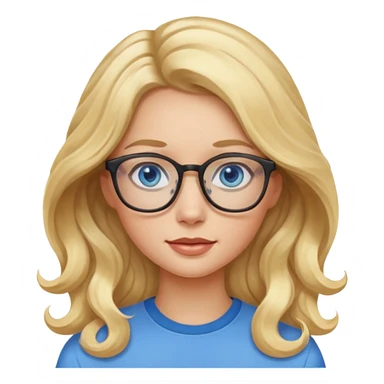 Wavy long Blonde hair girl with blue eyes and glasses sticker