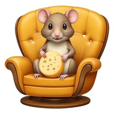Rat in a lounge chair with a cheese sticker