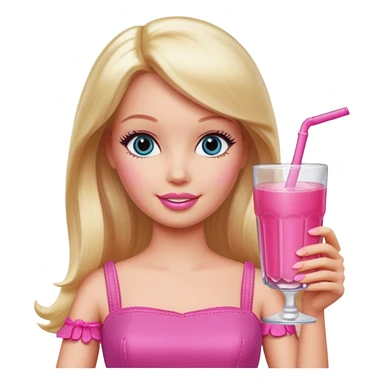 Barbie with a pink drink sticker