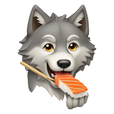 Wolf eating sushi sticker