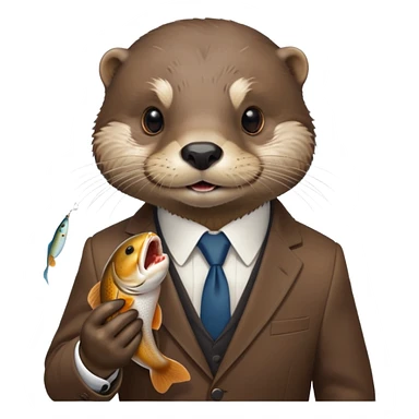 otter wearing a suit eating fish sticker