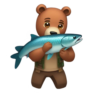 A bear catching a Minecraft salmon sticker