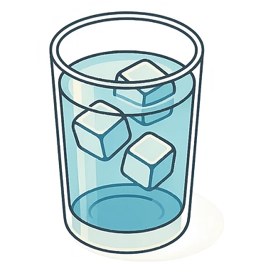 glass of water with ice, 2D isometric style, highly detailed drawing, shadows and highlights, clean contours, soft lighting, transparent background sticker