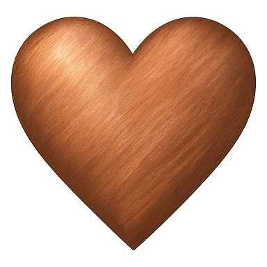 heart with a brushed copper finish, digital illustration, no background sticker