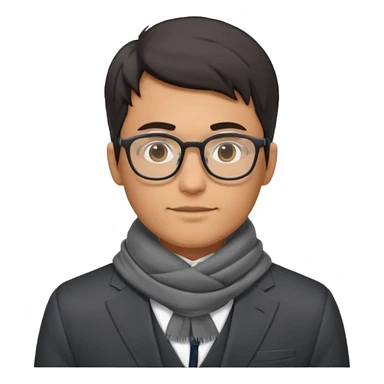 gray scarf male dark hair with suit glasses sticker