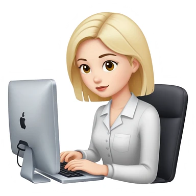 busy girl with computer  sticker