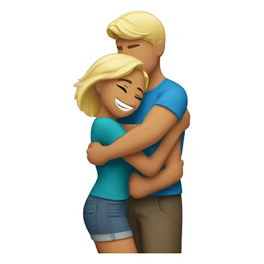 Blond man and hispanic woman hug each other sticker