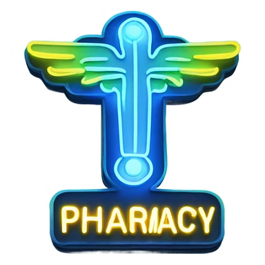 Neon pharmacy shop sign
 sticker