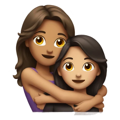 Two brunette girls hugging sticker