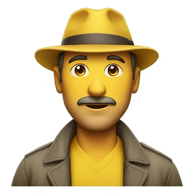 Middle age man with yellow fedora sticker