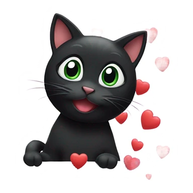 black cat with hearts surrounding sticker
