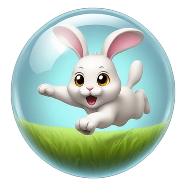 bunny running in glass ball sticker