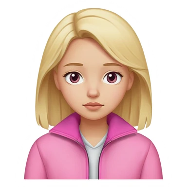 blonde girl with sleepy eyes wearing pink jacket sticker