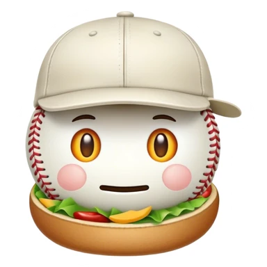 A baseball hat as food sticker