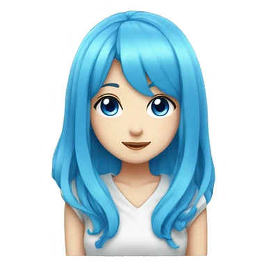 blue haired kawaii anime girl with blue eyes sticker