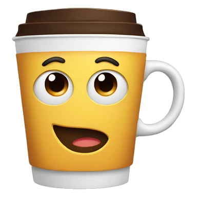 Emoji face having coffee  sticker