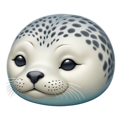 Meme-Worthy Cute Sleeping harbour seal Portrait Emoji, Head resting peacefully with a contented smile, showcasing a smooth, streamlined body and eyes gently closed in serene slumber, Simplified yet adorably endearing features, highly detailed, glowing with a soft, drowsy ocean light, high shine, relaxed and utterly lovable, stylized with an air of playful laziness, soft glowing outline, capturing the essence of a sleeping seal that feels destined to become the next viral icon of adorable rest! sticker