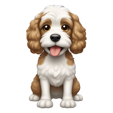 A Cockapoo dog with white patch going down his snout, and under his chin. sticker