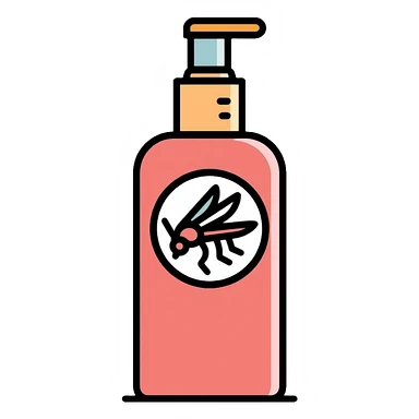 Insect repellent spray bottle with mosquito symbol sticker