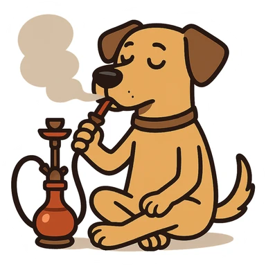flat toon style dog smoking shisha sticker
