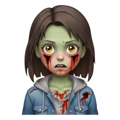 girl zombie with brunette hair sticker