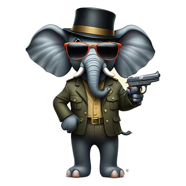 elephant in glasses with guns sticker
