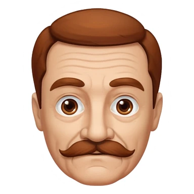 An elderly man with neatly styled reddish-brown hair, thick eyebrows, brown eyes, and a white mustache. sticker