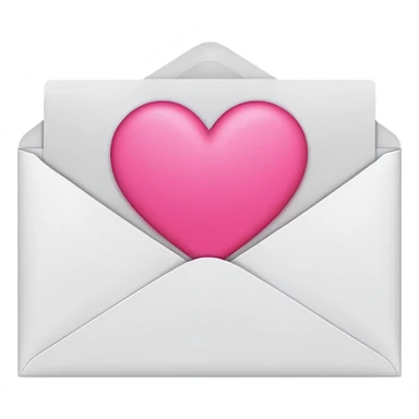 a white envelope featuring a bright pink heart in the center, on a solid light background sticker