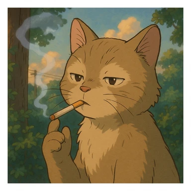 cat with sigarette sticker