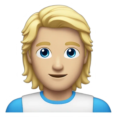 White man with blue eyes and blond hair and hair on side sticker
