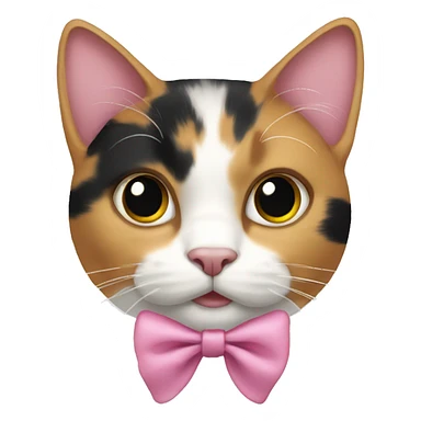 A calico cat with a pink bow sticker