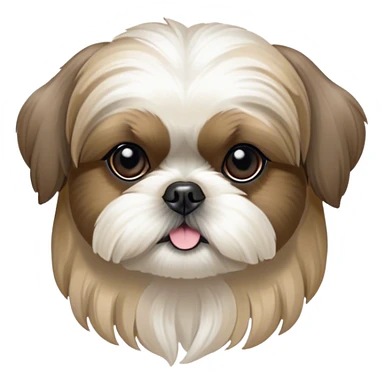 Cinematic Noble Shih Tzu Portrait Emoji, Poised and elegant, with a luxurious, flowing fur in refined muted tones, delicate features and wise, gentle eyes, simplified yet meticulously detailed, glowing with a soft, regal radiance, high shine, exuding quiet dignity and timeless charm, soft glowing outline, capturing the essence of a noble Shih Tzu that epitomizes refined poise! sticker