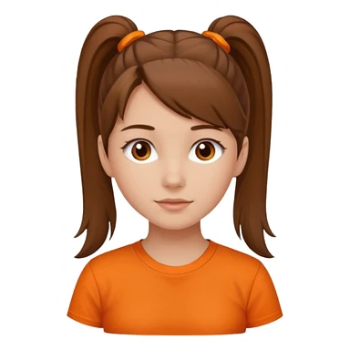 brown hair girl with ponytail and orange shirt older sticker
